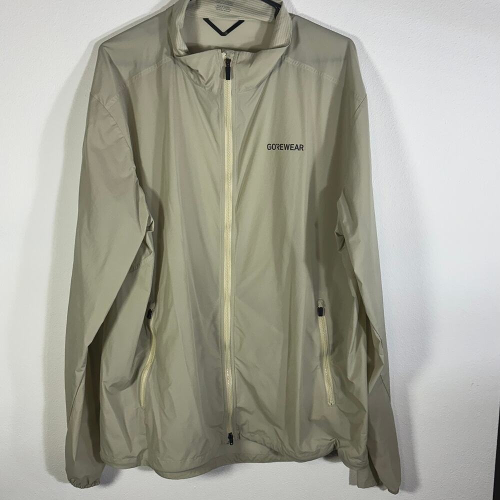 GOREWEAR Men's XXL Lightweight Windbreaker Jacket Beige Full Zip Running
